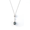 Drop M Estate Collection Color Gemstone Necklace in 14 Karat White with 1 Tahitian Pearl