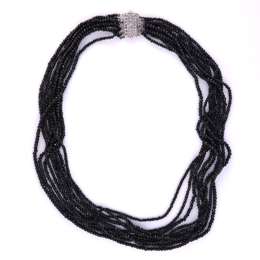 Choker M Estate Collection Color Gemstone Necklace in 14 Karat White Round Black Spinel