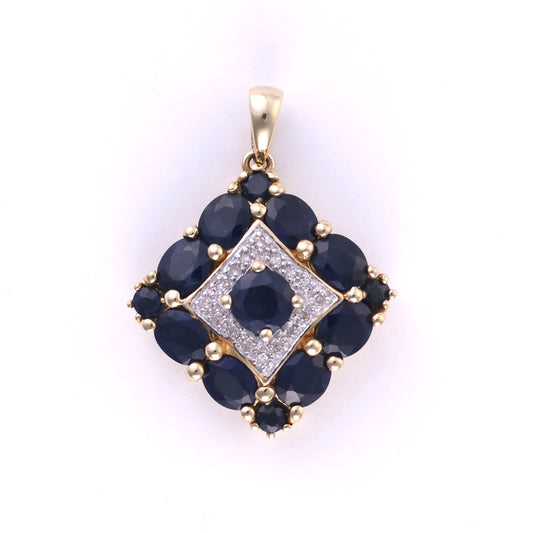 Pendant M Estate Collection Color Gemstone Necklace in 14 Karat Yellow with 13 Various Shapes Sapphires 4.75ctw