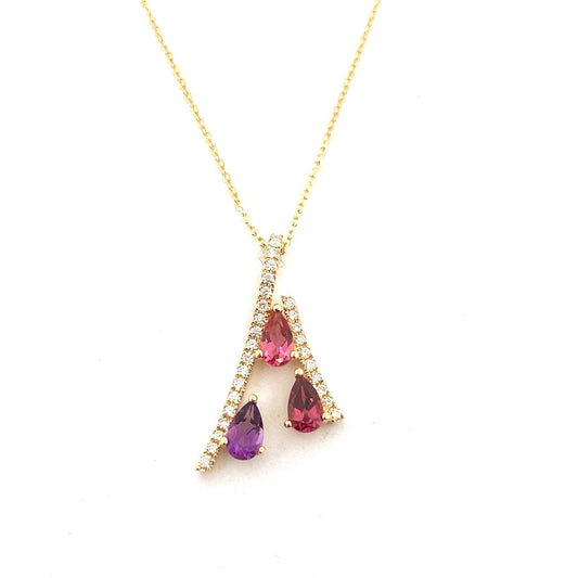 ReMARKable Designs Color Gemstone Necklace with 1 Pear Amethyst