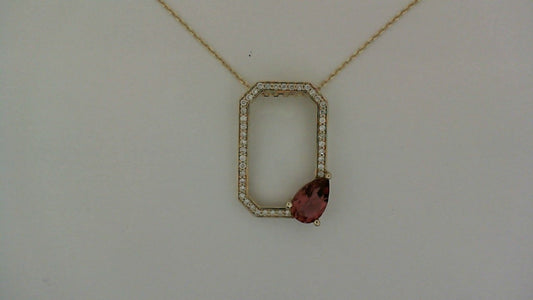 ReMARKable Designs Color Gemstone Necklace with 1 Pear Blue Topaz 6.16ctw in 14 Karat Yellow Gold