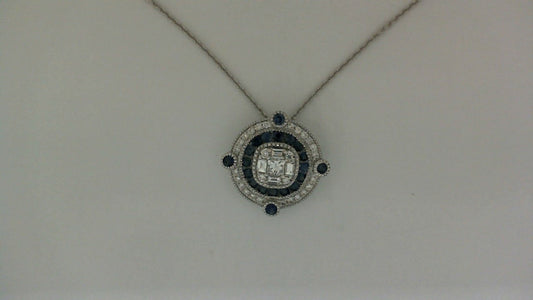 ReMARKable Designs Sapphire Pendant Necklace in 14 Karat White Gold with 0.45ctw Round Sapphire