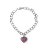 ReMarkable Estate Charm Color Gemstone Bracelet in 18 Karat White Gold with 3 Round Diamonds 0.03ctw, Lobster Claw Clasp