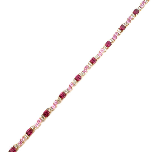 ReMARKable Designs Color Gemstone Bracelet in 14 Karat Yellow Gold with 17 Oval Sapphires 6.29ctw