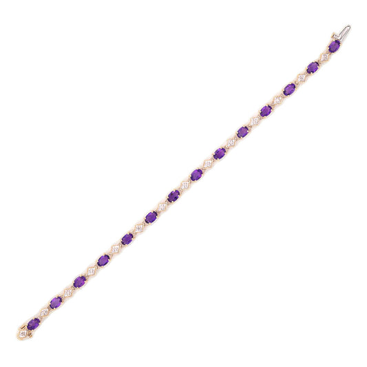 ReMARKable Estate Amethyst Alternating Link Bracelet in 10 Karat Yellow Gold with 5.00ctw Oval Amethysts