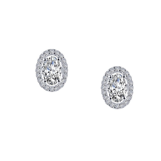 Lafonn Stud Simulated Diamond Earrings in Platinum Bonded Sterling Silver with 1.26ctw, White, Friction Back