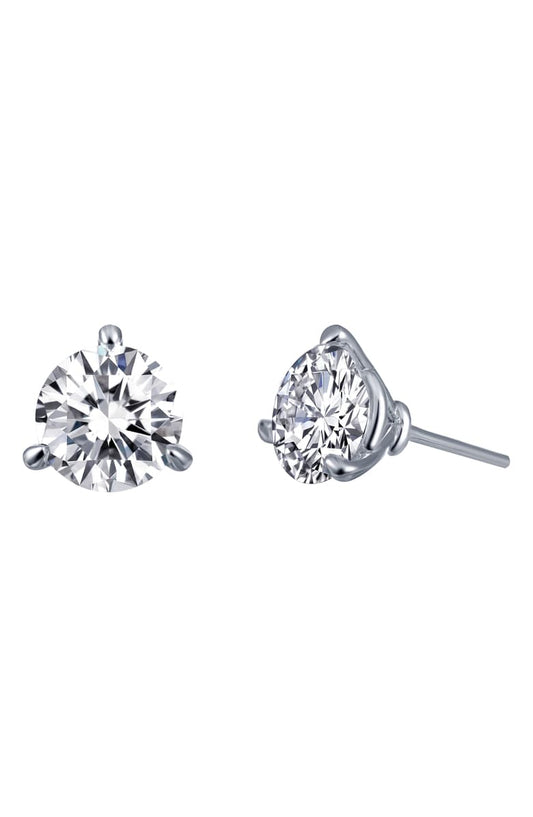Lafonn Stud Simulated Diamond Earrings in Platinum Bonded Sterling Silver with 2.06ctw