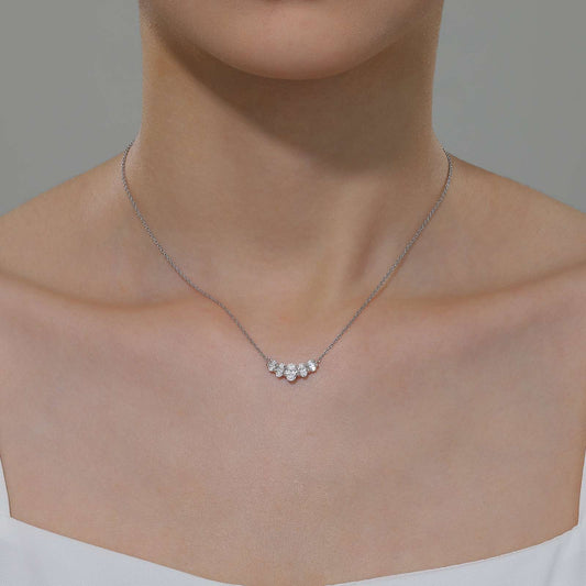 Lafonn Simulated Diamond Necklace in Platinum Bonded Sterling Silver with 1.60ctw, Adjustable Cable Chain, Lobster Claw Clasp