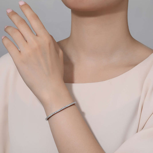 Lafonn Tennis Simulated Diamond Bracelet in Platinum Bonded Sterling Silver with 2.50ctw Round Simulated Diamonds