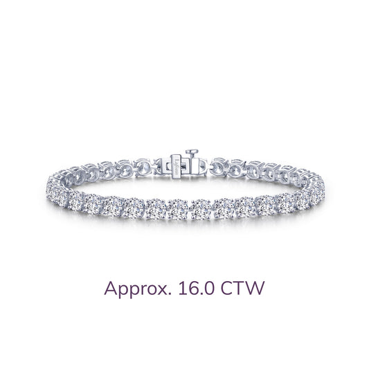 Lafonn Tennis Simulated Diamond Bracelet in Platinum Bonded Sterling Silver with 16.00ctw Round Simulated Diamonds