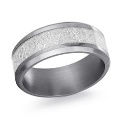 Marks Signature Men's Carved Band (No Stones) in Tantalum Grey 8MM