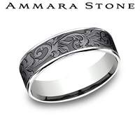Benchmark Ammara Stone Collection Carved Band (No Stones) in Tantalum 14 Karat White - Black 6.5MM