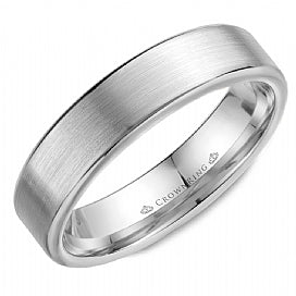 Crown Ring Men's Carved (No Stones) in 14 Karat White Gold, Size 10