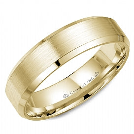 Crown Ring Men's Carved (No Stones) in 14 Karat Yellow Gold 6MM