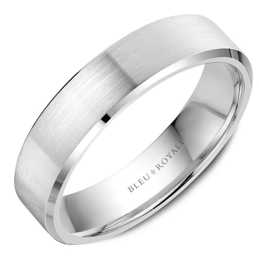 Crown Ring Men's Carved (No Gemstone) in 14 Karat White Gold 5.5MM