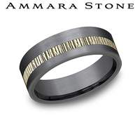 Benchmark Men's Carved Band (No Stones) in Tantalum 14 Karat Yellow Grey 7MM