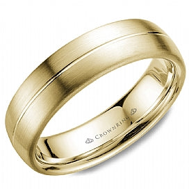 Crown Ring Men's Carved (No Stones) in 14 Karat Yellow Gold 6MM
