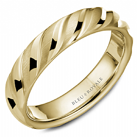 Crown Ring Men's Bleu Royale Collection Carved (No Stones) in 14 Karat Yellow Gold 5MM