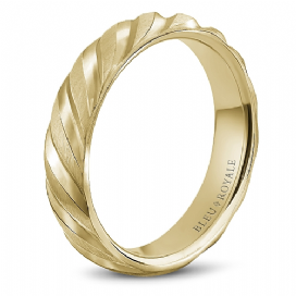 Crown Ring Men's Bleu Royale Collection Carved (No Stones) in 14 Karat Yellow Gold 5MM