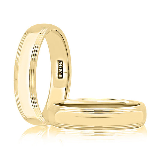 A. Jaffe Men's Carved Band No Gemstone in 14 Karat Yellow Gold 5MM