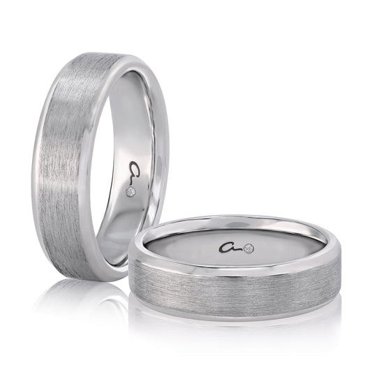 A. Jaffe Men's Carved Band No Gemstone in 14 Karat White Gold 8MM