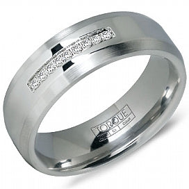 Crown Ring Men's Natural Diamond Wedding Band in Cobalt White with 0.06ctw H/I I1 Round Diamonds