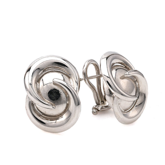 Marks Estate Dept 1 Estate Collection Button Earrings (No Stones) in 18 Karat White