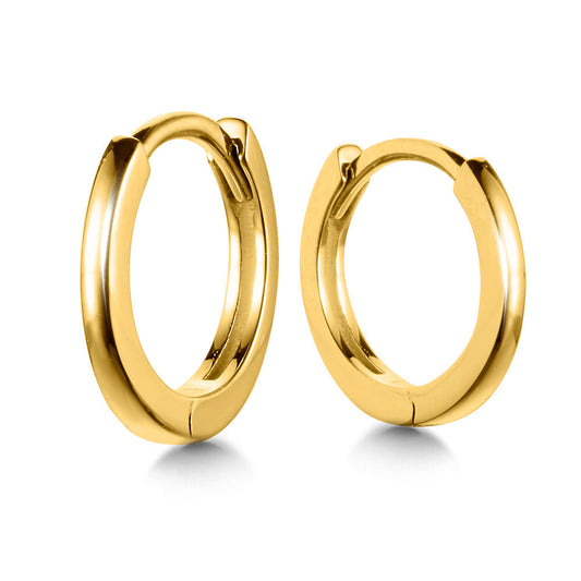 14K yellow gold small hoop earrings.