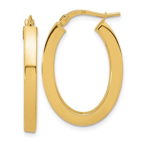ReMARKable Designs Oval Hoop Earrings (No Stones) in 14 Karat Yellow Gold