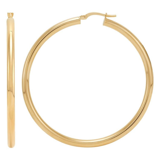 ReMARKable Designs Large Hoop Earrings (No Stones) in 14 Karat Yellow Gold