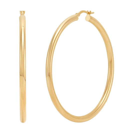 ReMARKable Designs Large Hoop Earrings (No Stones) in 14 Karat Yellow Gold