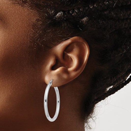 ReMARKable Designs Medium Hoop Earrings in Sterling Silver White with Latchback Closure