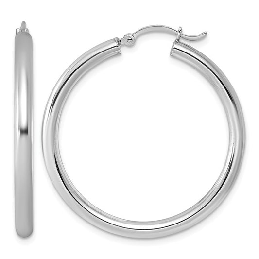 ReMARKable Designs Medium Hoop Earrings in Sterling Silver White with Latchback Closure