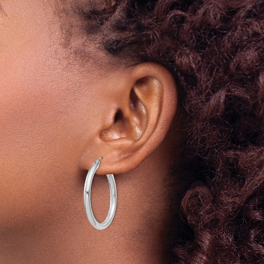 ReMARKable Designs Medium Hoop Earrings in Sterling Silver White with Latchback Closure