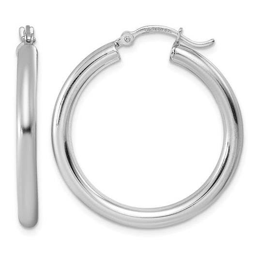 ReMARKable Designs Medium Hoop Earrings in Sterling Silver White with Latchback Closure