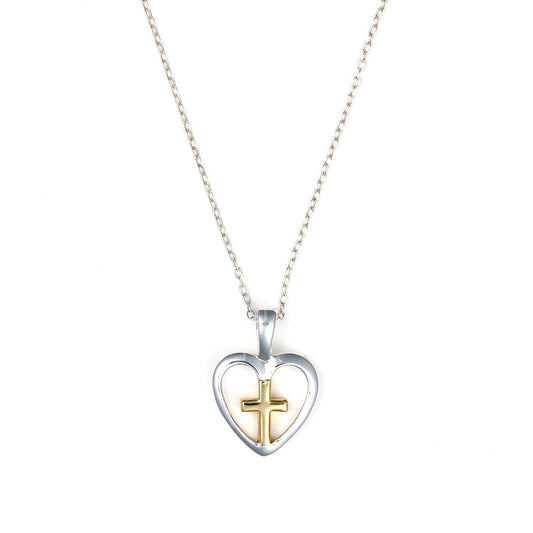 Marks Estate Dept 1 Estate Collection Heart Necklace (No Stones) in Sterling Silver White - Yellow