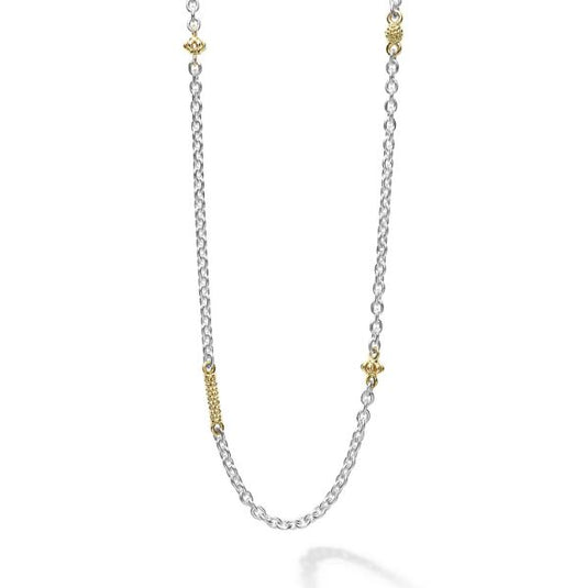 LAGOS Caviar Icon Collection Station Necklace (No Stones) in Sterling Silver 18 Karat White Yellow