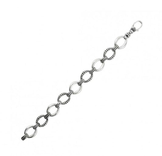 LAGOS Signature Caviar Collection Oval Link Bracelet (No Stones) in Sterling Silver White
