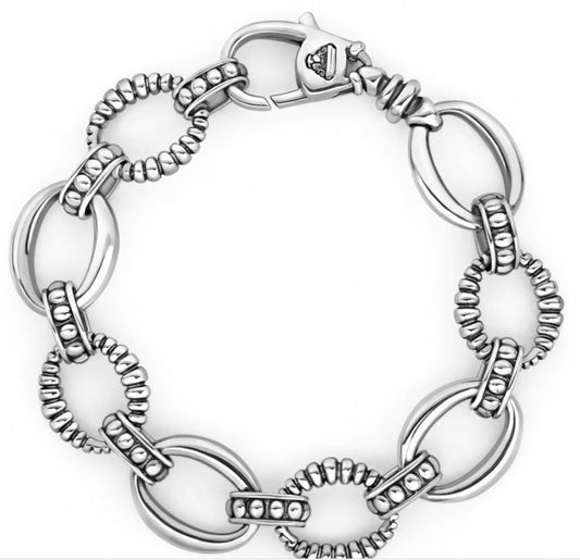 LAGOS Signature Caviar Collection Oval Link Bracelet (No Stones) in Sterling Silver White