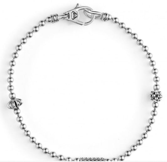 LAGOS Caviar Icon Collection Ball Chain Bracelet (No Stones) in Sterling Silver White