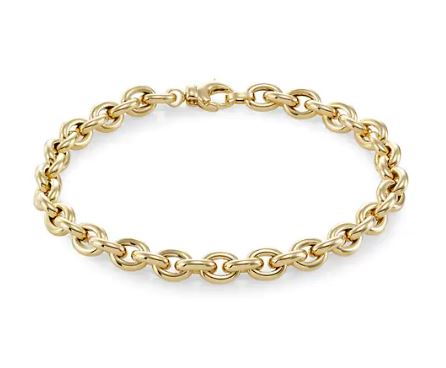 14K yellow gold men's rolo bracelet.