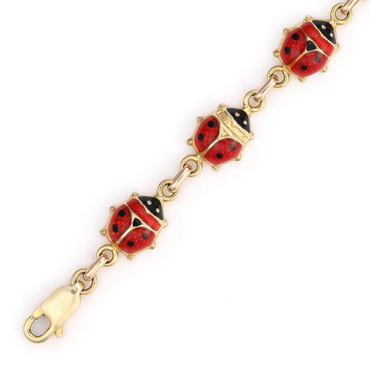 Marks Estate Dept 1 Estate Collection Fancy Link Bracelet (No Stones) in 14 Karat Black - Red