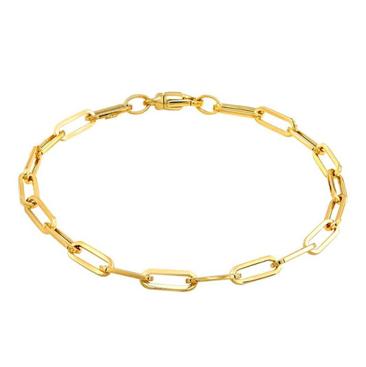 ReMARKable Designs Lightweight Paperclip Bracelet (No Stones) in 14 Karat Yellow Gold with Lobster Claw Clasp