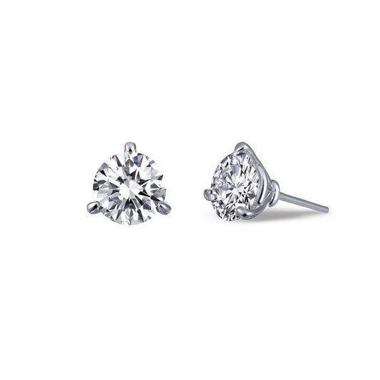 Lafonn Stud Simulated Diamond Earrings in Platinum Bonded Sterling Silver with 2.56ctw