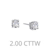 Lafonn Stud Simulated Diamond Earrings in Platinum Bonded Sterling Silver with 2.00ctw