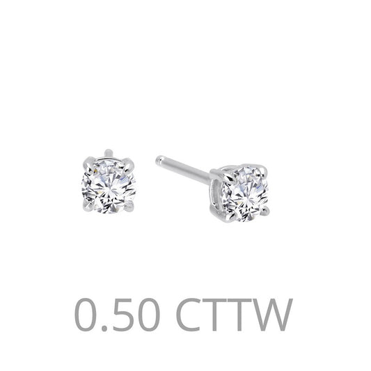 Lafonn Stud Simulated Diamond Earrings in Platinum Bonded Sterling Silver with 0.50ctw
