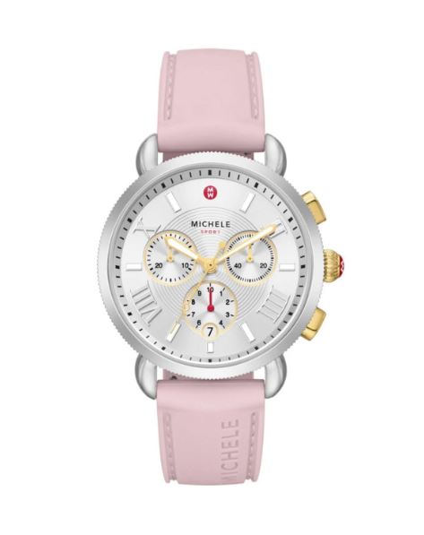 Michele Sport Sail Ladies Timepiece with Quartz Movement, 38mm Case, White Dial, Mineral Crystal, 5 ATM Water Resistance