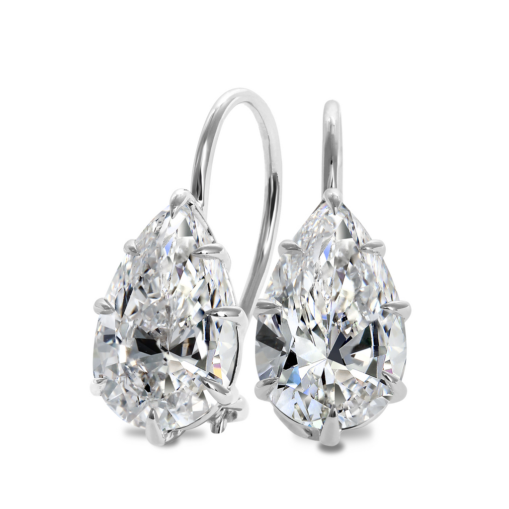 Pear-shaped lab-grown diamond drop earrings.