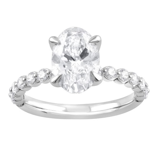 ReMARKable Designs Lab-Grown Diamond Complete Engagement Ring in 14 Karat White Gold, Size 7