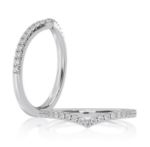 ReMARKable Designs Ladies Natural Diamond Wedding Band in 14 Karat White Gold with 0.2ctw Round Diamonds, Clarity: SI2, Color: G/H, Size 6.5